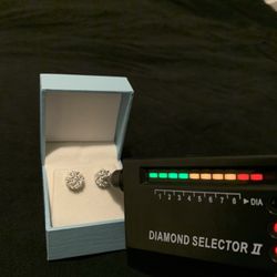 Lab Diamond Cluster Earrings Size: 9mm 