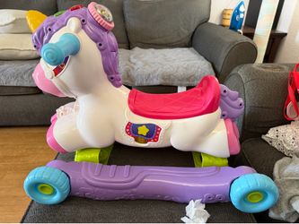 Unicorn rocking sit on and push you