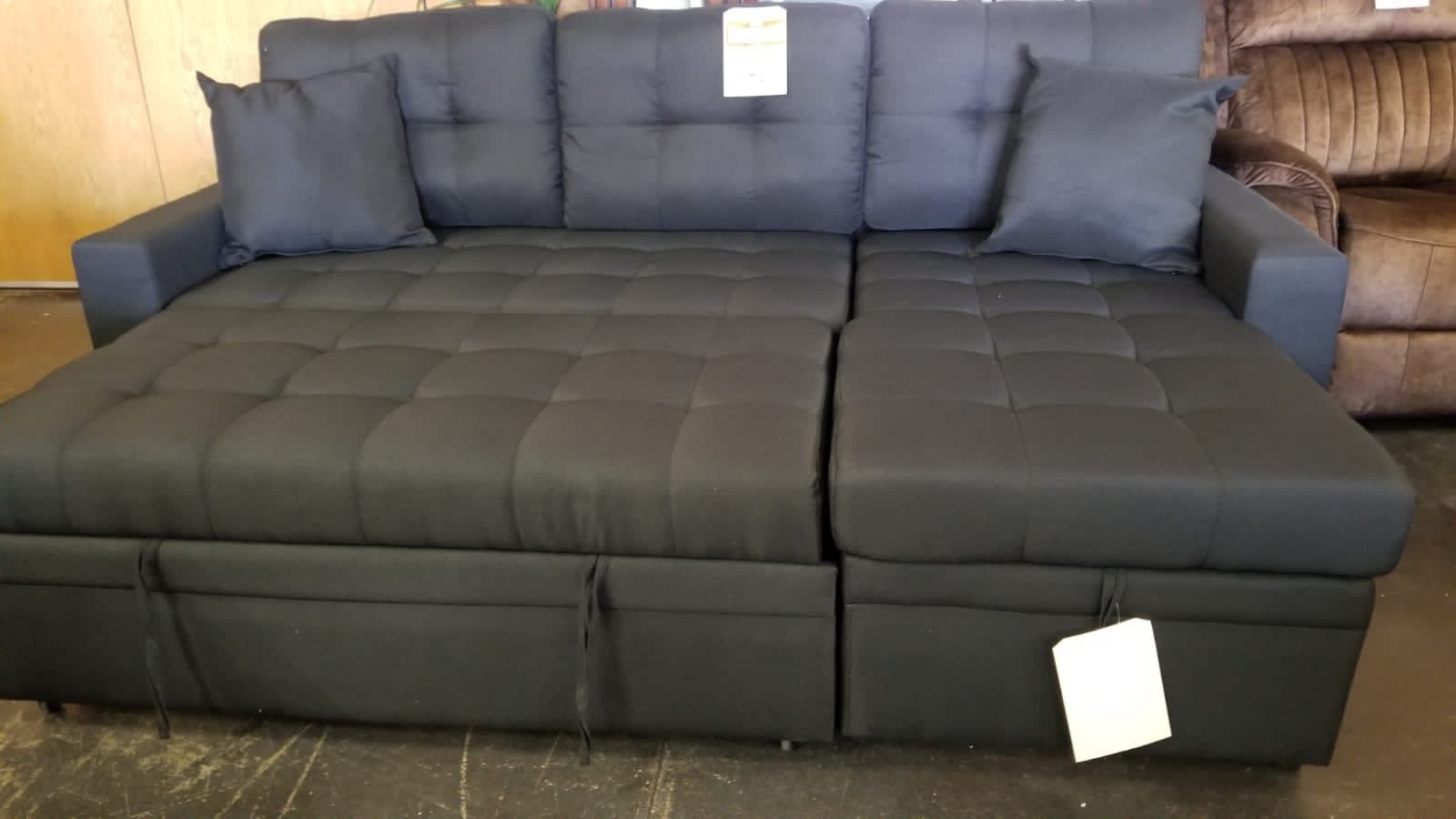 Black fabric sofa chaise sectional