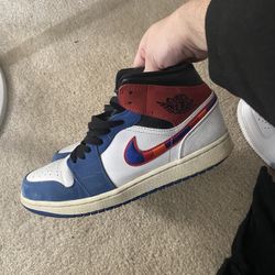 Jordan 1 Mid Multi Colored Swoosh Sz 9.5