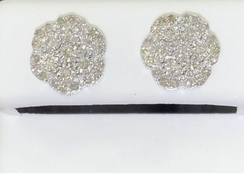 Authentic Sterling Silver 0.6 CTTW Diamond Earrings