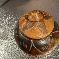 Vintage Hand Carved Wooden Trinket Box 