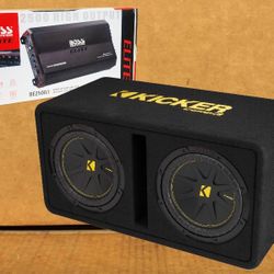 Kicker Ported Box Dual 10" CompC Subwoofers Boss Monoblock Amplifier With Bass Knob 1000 Watts Package 🚨 Payment Options Available 🚨No Credit Needed
