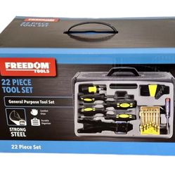 BRAND NEW IN BOX New in Box - Freedom Tools 22 Piece General Purpose Tool Set + Carry Case