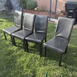 Black Dining Chairs – Set of 4 Faux Leather Chairs