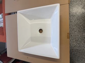 White Square Ceramic Vessel Sink