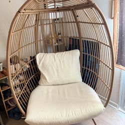 Tan Wicker Egg Chair