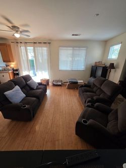 3 piece dark green manual recliner set $150.00 OBO