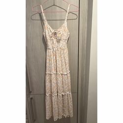 Hollister Light Yellow Floral Tiered Dress Size XS