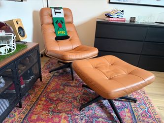 Havberg Leather Swivel Chair and Footstool