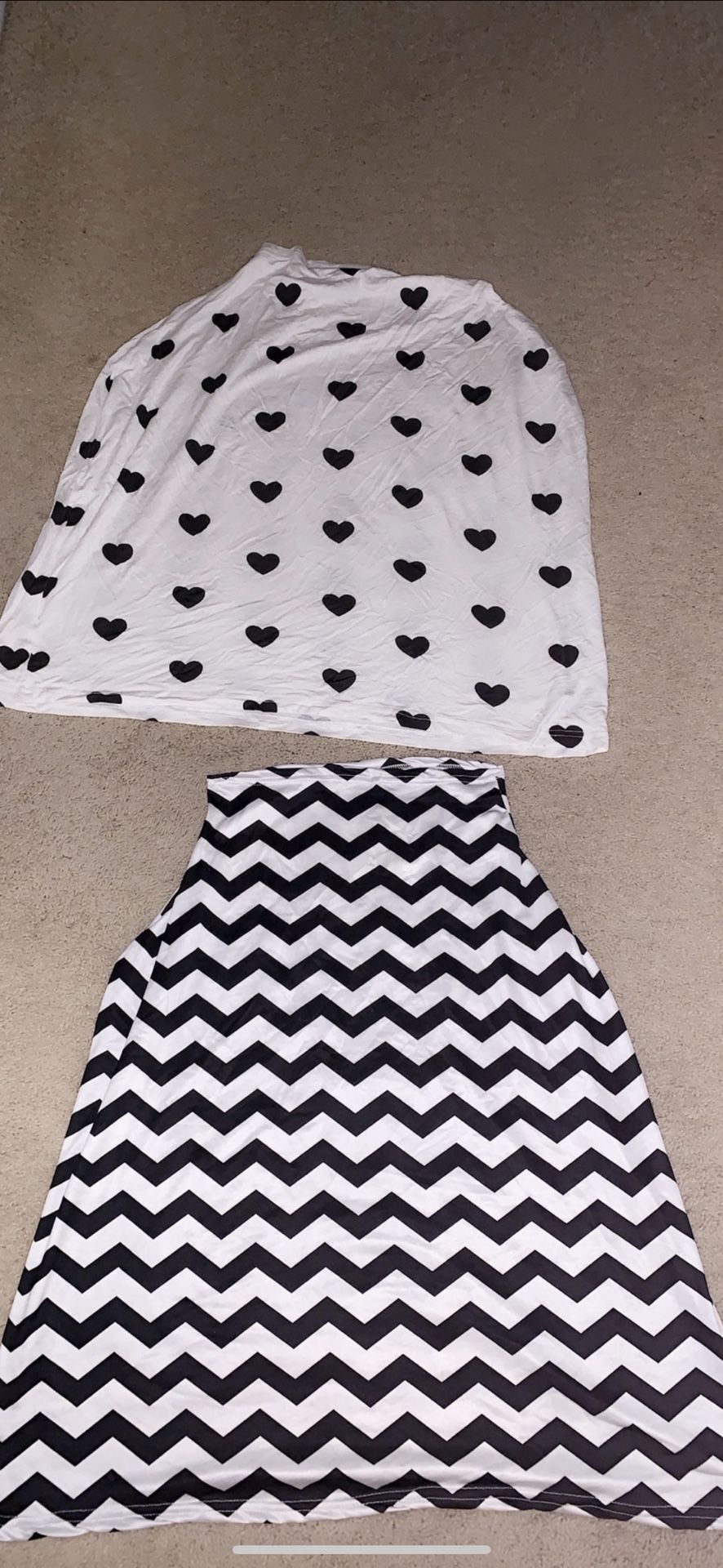 4-1 Stretchy Car seat Cover/nursing cover/high hair cover/grocery cart cover both the zig-zag & heart design for $25