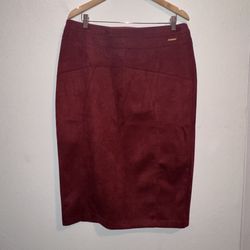 Marc New York Women's Burgundy  Faux Suede Leather Pencil Skirt Size L