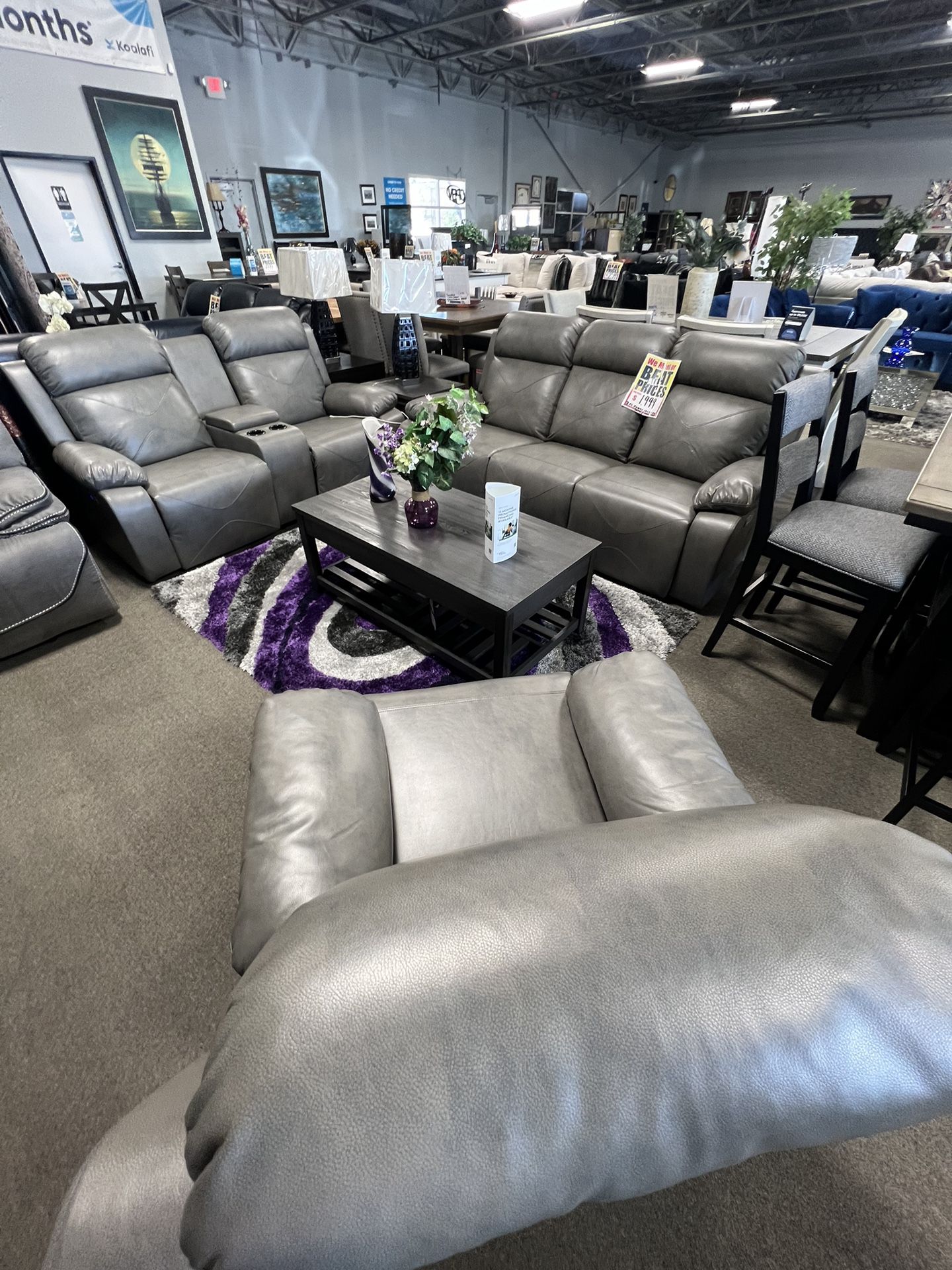 Leather 3Pc Reclining Couch Set $1999💜👏🏼