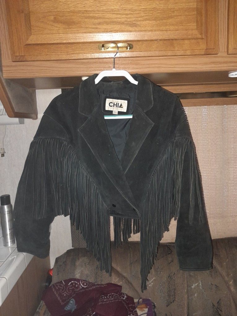 Chia Leather Fringe Jacket