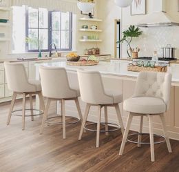 4X Linen color 26” swivel fabric barstools