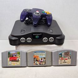 Nintendo 64 N64 Console Bundle + 3 Games Cruis'n USA Star Wars Racer Tested
