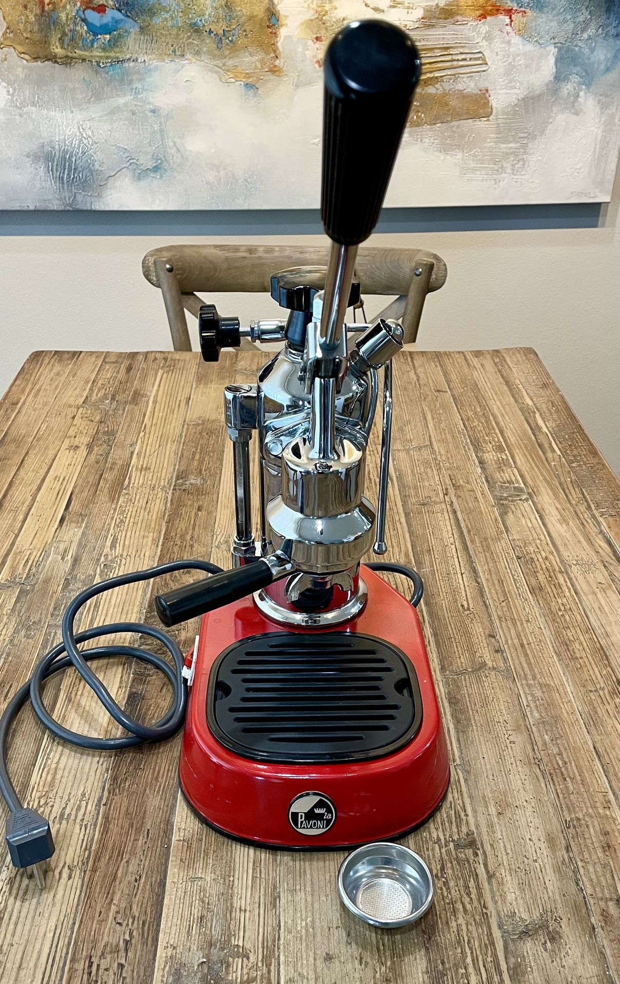 Espresso Machine La Pavoni Europiccola Made In Italy Chrome & Red Vintage Beautiful Condition! Vintage La Pavoni Espresso Machine High Quality