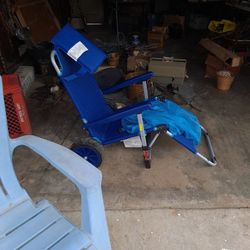 Beach chair that turns into a beach Carrier for all your belongings to take to the beach