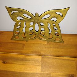 Antique Brass Butterfly Trivet 9"/6in Very Good Condition