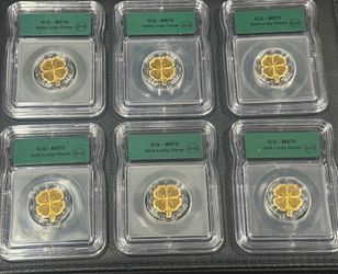 24k ICG MS70 gold lucky clover 1/500 oz gold