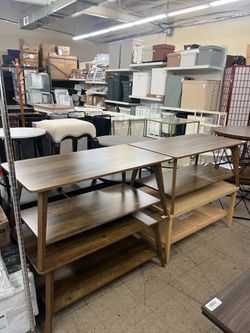 VASAGLE Coffee Table 2-Tier Center w/ Storage Tapered Legs - Honey Brown
