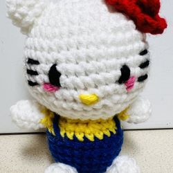 CUTE KITTY CAT  hello Crochet Doll PLUSH figure toy Amigurumi handmade NEW-USA
