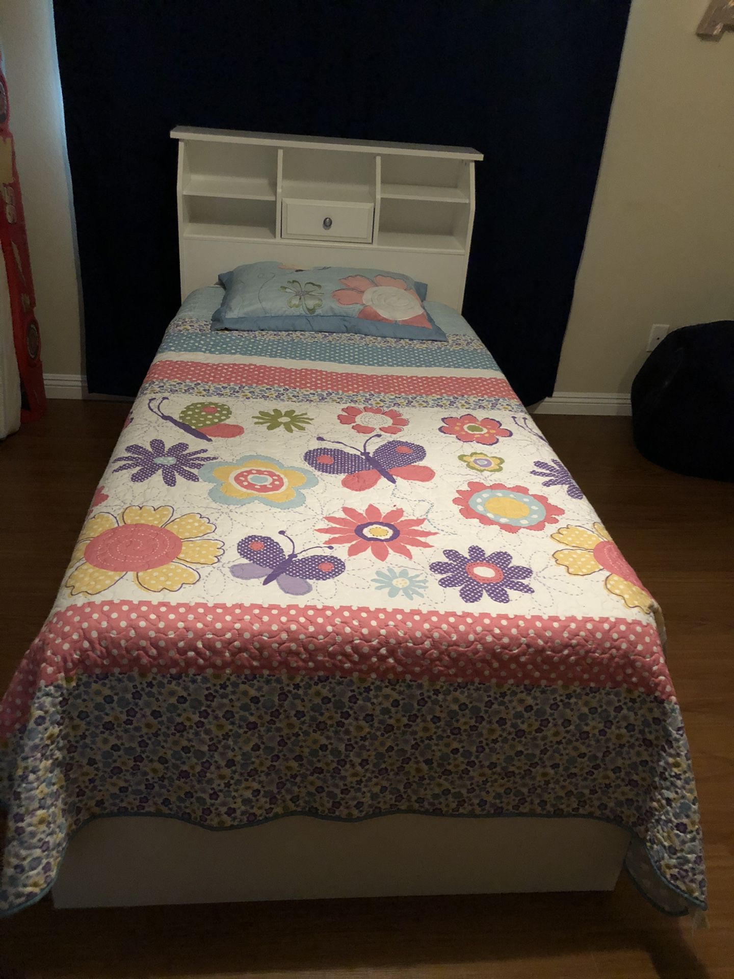 Girls white twin bed frame