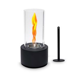 EAST FLAME Portable Mini Fireplace Tornado Flame Metal Tabletop Fire Pit Glass Portable Heater,Gift for Christmas