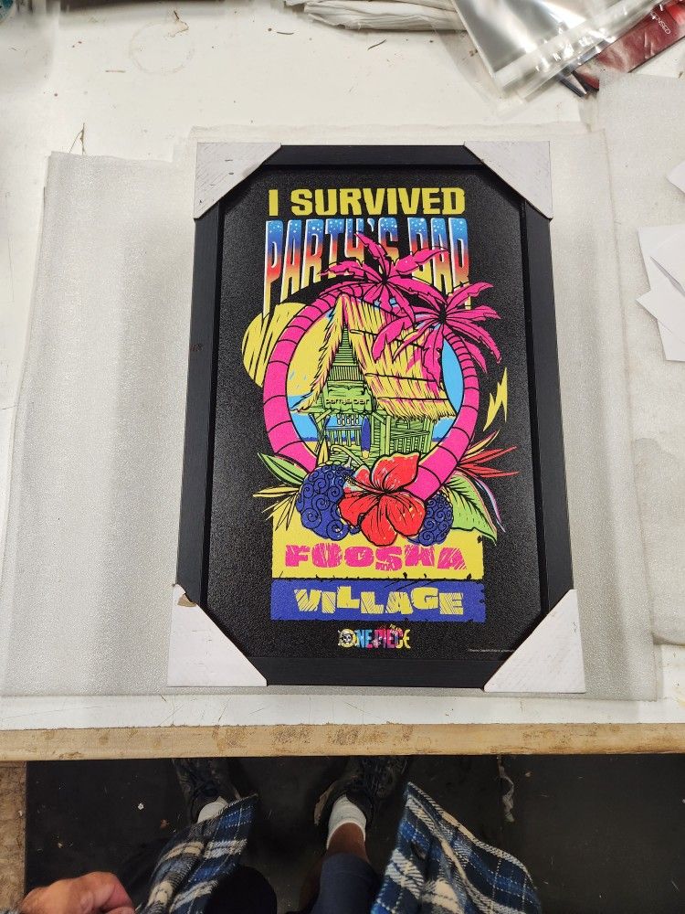 One Piece Anime I Survived Party's Bar Foosha Village Framed Wood Sign