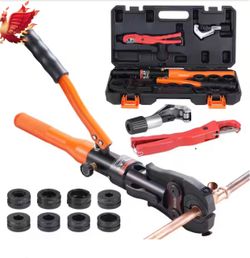 VEVOR Copper Pipe Crimping Tool, Hydraulic Driven Press Tool with 1/2 in.,3/4 in.,1 in. Jaws and 3/8 in.,1/2 in.,1 in. Jaws