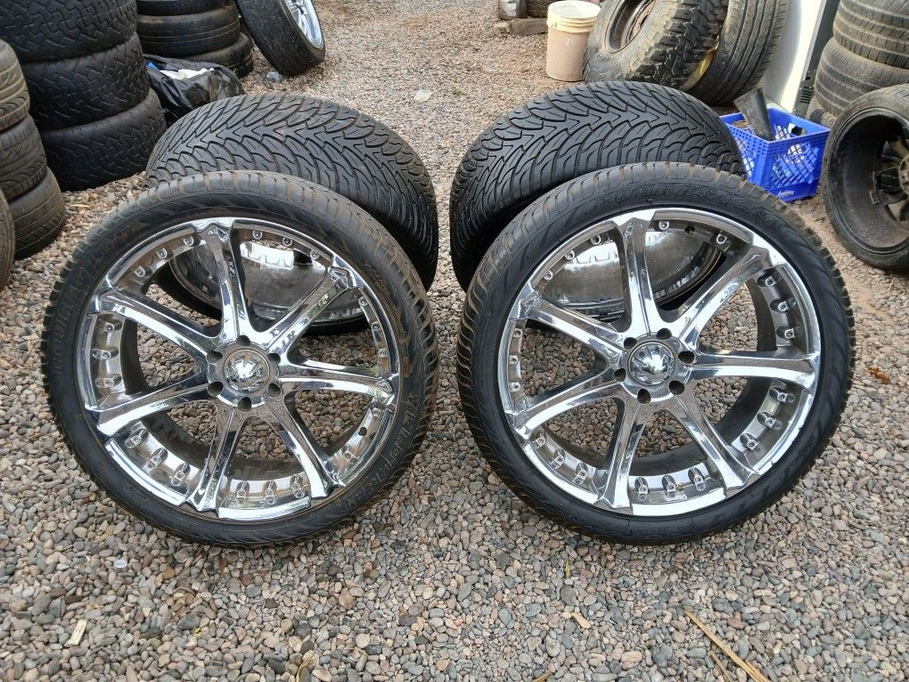 RIMS 305/35R24....6 LUGS FIT CHEVY SILVERADO YUKON TAHOE SUBURBAN NISSAN TITAN DENALLI NISSAN ARMADA