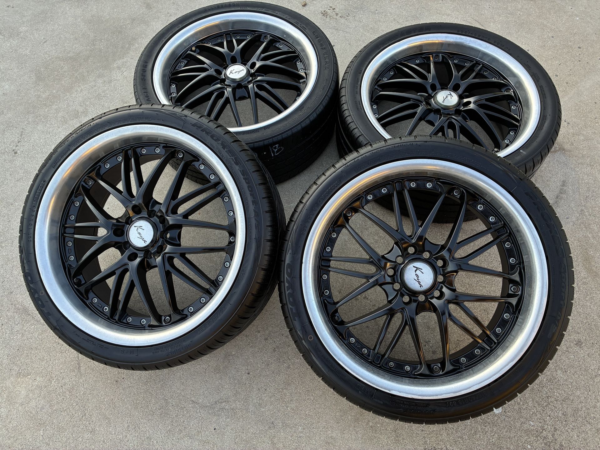 rims 18 KOYA black 5 Lugs Universal 5x114.3 - 5x100 For Mustang Infiniti Scion Camry Corolla Lexus Altima Maxima Audi Subaru Volkswagen Saab Mazda