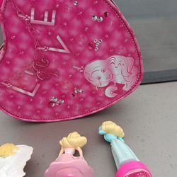 Barbie Tin Can With Handle And Three Barbie Stamps