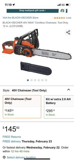 Brand NEW Black And Decker Chainsaw 12” 40v