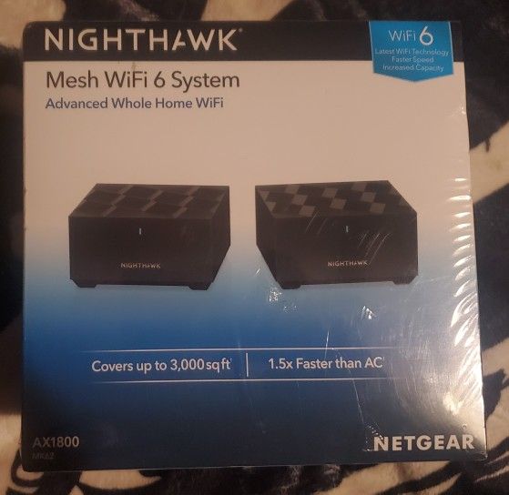 NETGEAR Nighthawk Home Mesh WiFi 6 System (MK62) - AX1800 router with 1 satellite extender, coverage up to 3,000 sq. ft. and 25+ devices