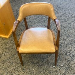 Vintage Leather  Chair  Tufted On Back 