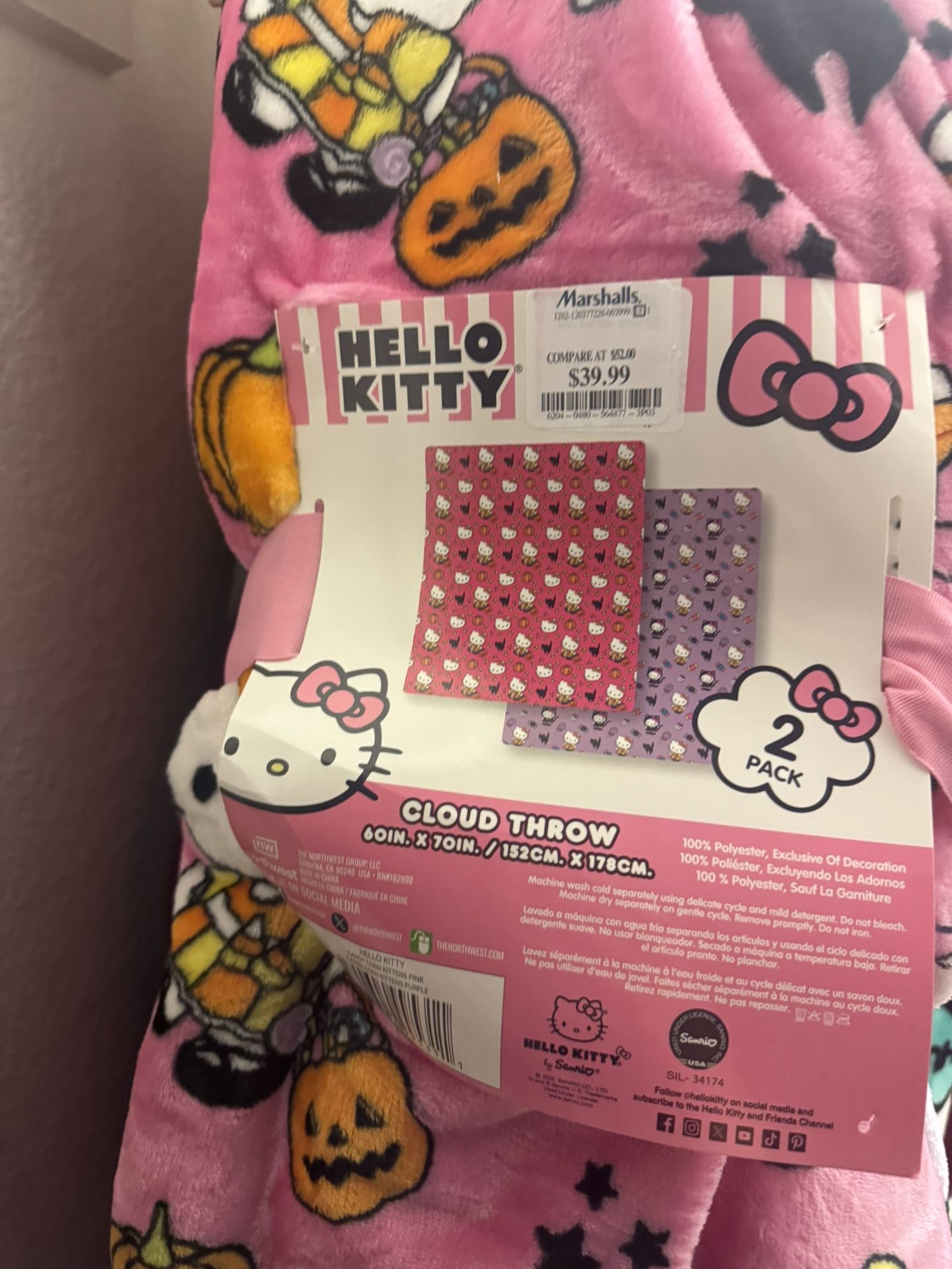 Hello Kitty Halloween 2 Pack Blankets