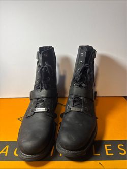 Harley Davidson D95264 Mens 11M Black Leather Riding Boots Lace Buckle Side Zip