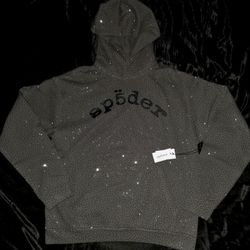 Sp5der VVS Hoodie Rhinestone, Dark Grey, Size S