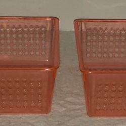 Orange Color Plastic Storage Basket/Bins, 2 set