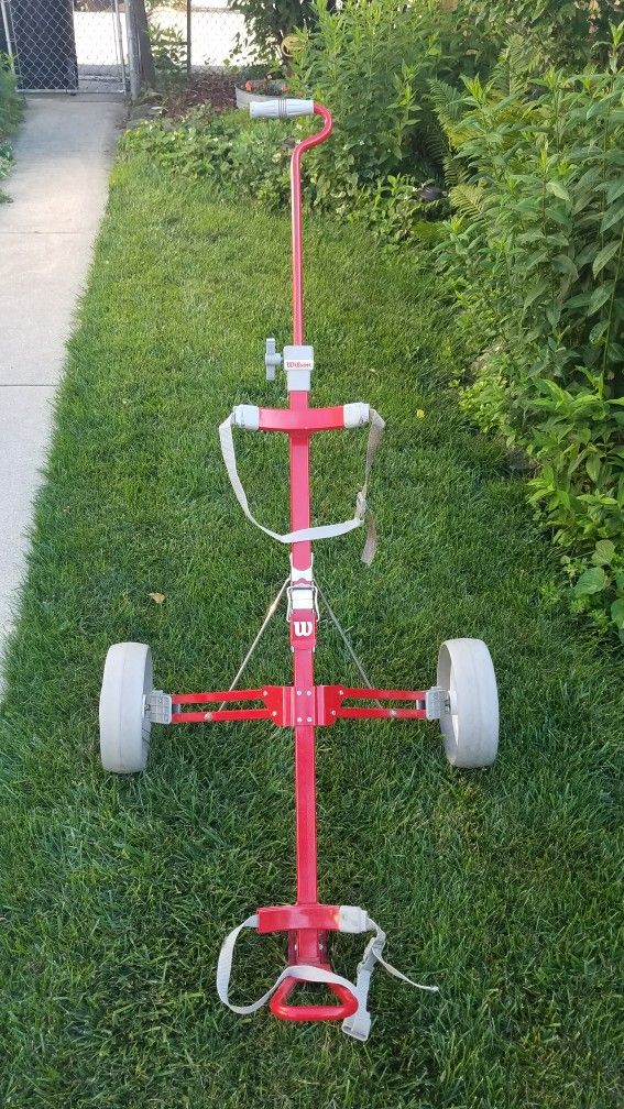 Vintage Wilson Push Pull Stow-A-Cart Collapsible Folding Golf Cart
