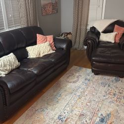Leather Couch And Armchair 