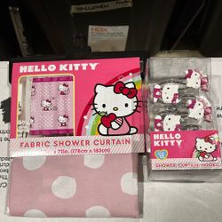 Hello Kitty Shower Curtain And Hooks 