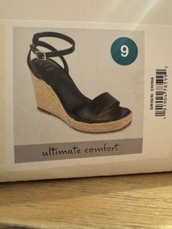 Black With Tan Wedge Heels. New 