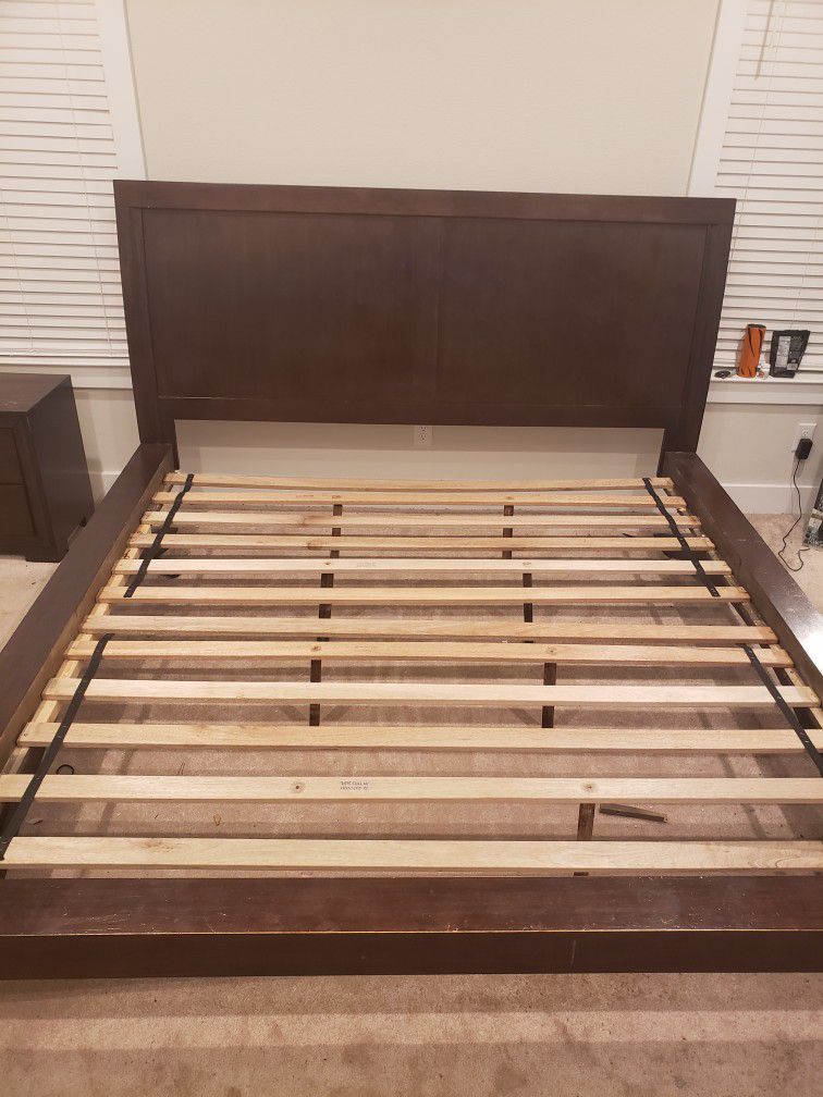 King Size Bed With Dresser and end table.