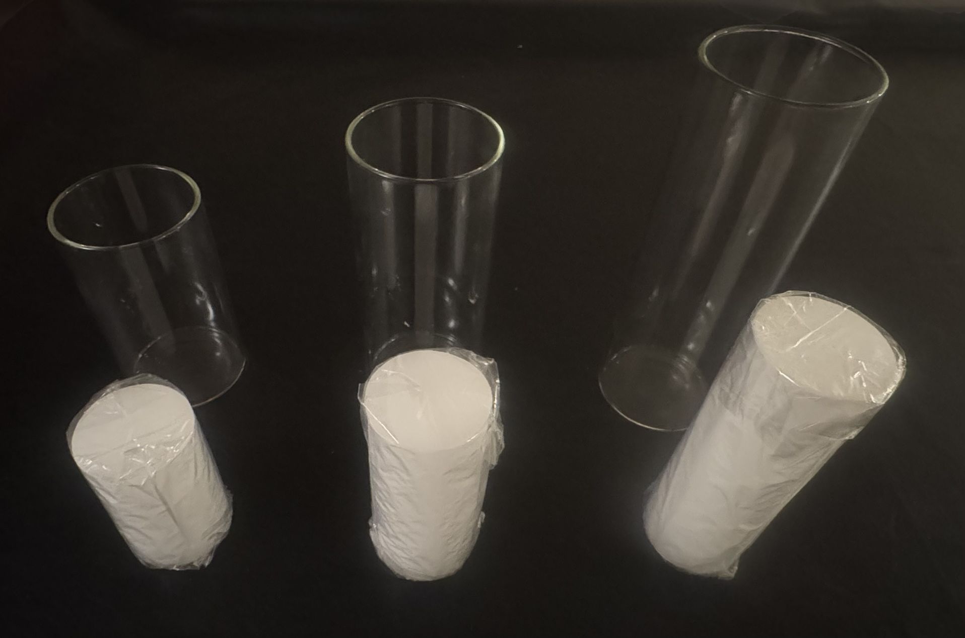 21 Glass Cylinder Vases With White Candles