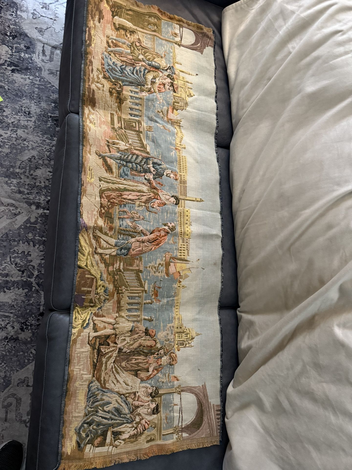 Tapestry Belgium Classic Scene Mid 20th Century Embroidery Cotton Unframed 54 x 19