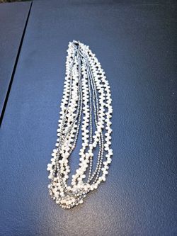 Multi-Strand Pearl and Crystal Beaded Necklace