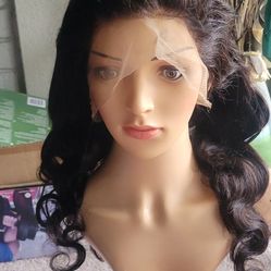20" Natural Color 100% Human Hair 150% Density Body Wave Full Lace Wig 