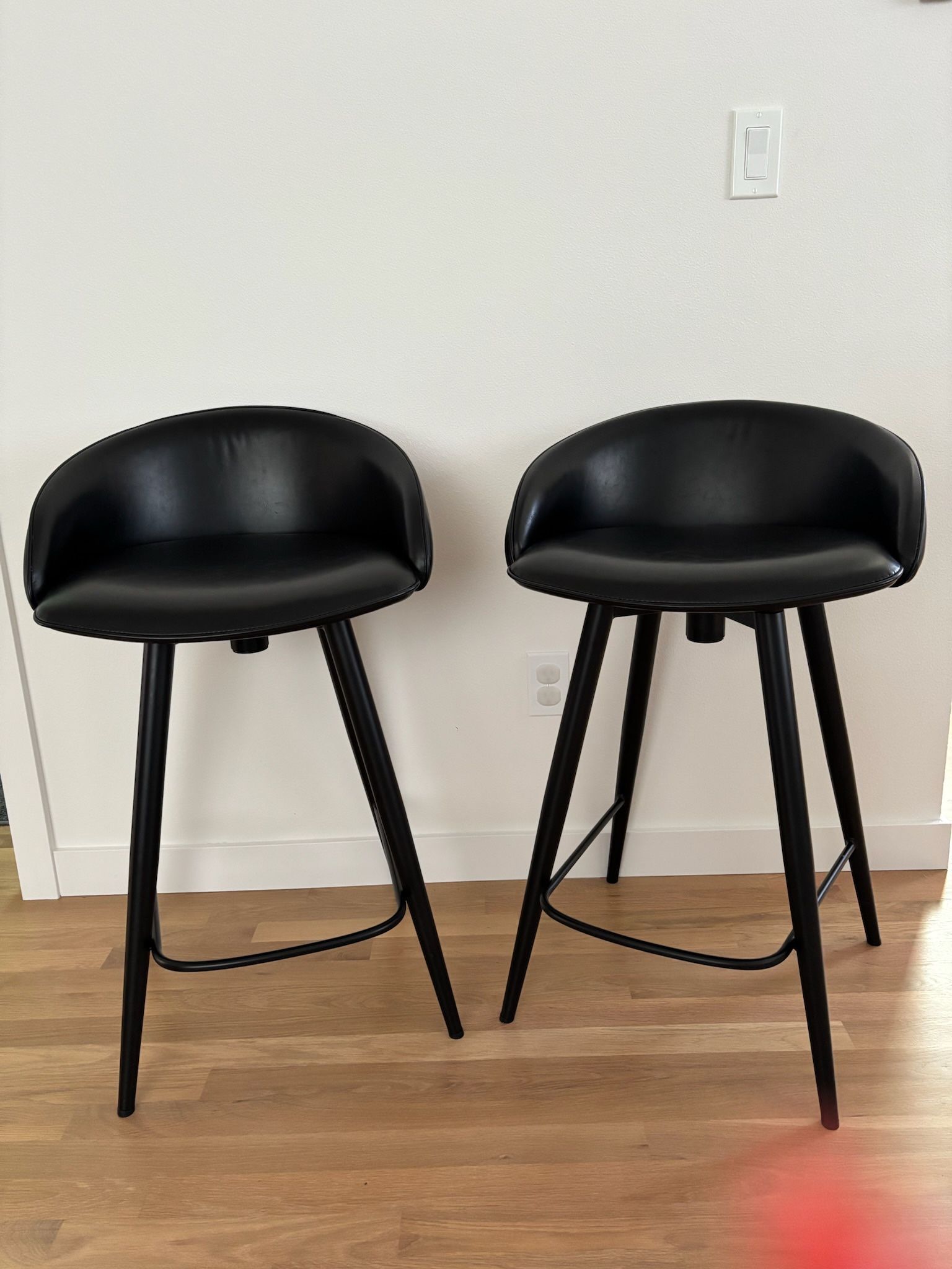 $700 American Made Steel And Leather Seat Stools (Set Of 2)